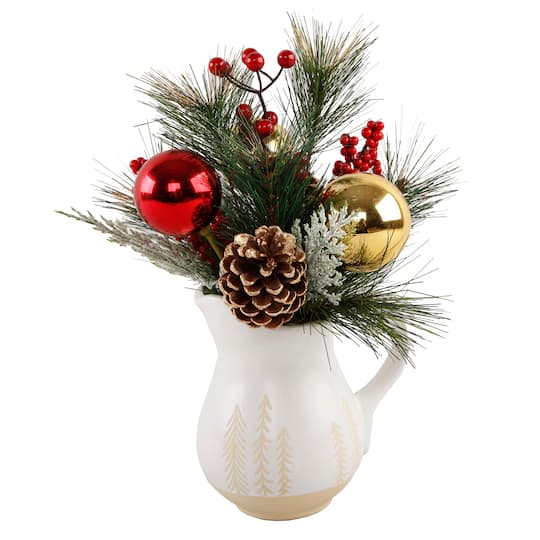 Christmas Mix In 14&#x22; Ceramic Watering Pot